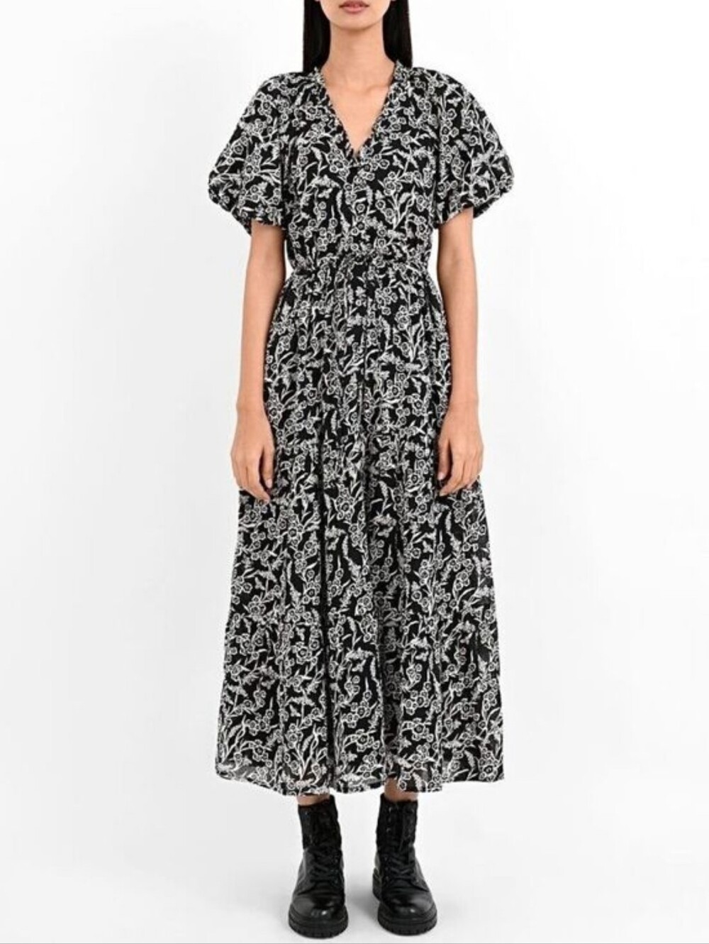 Banjanan Poppy Dress In Bumble Black 100% Cotton Large